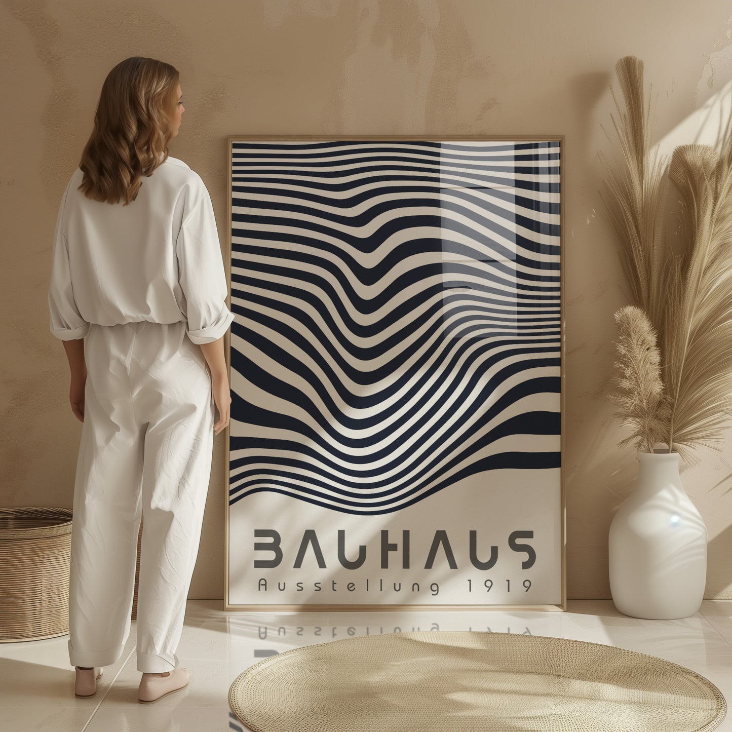 Bauhaus Geometric Lines Poster: Minimalist Abstract Poster - BH Green18_009