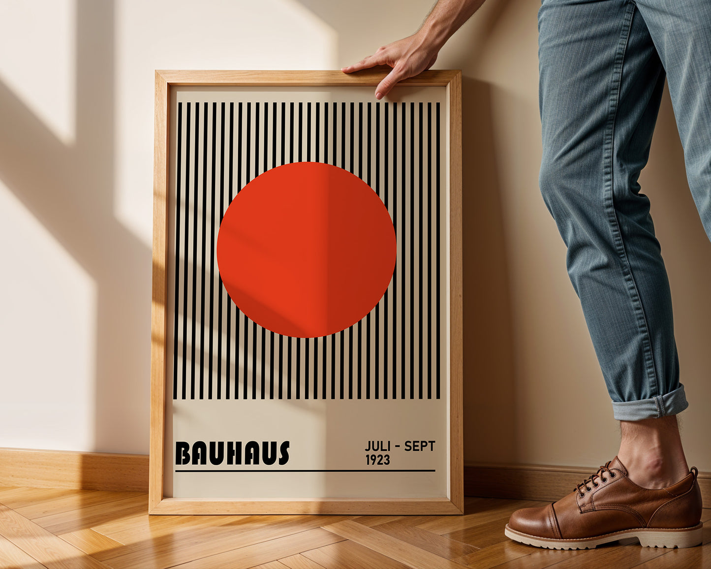 BAUHAUS RED DOT art print with stripes - BH 22_003