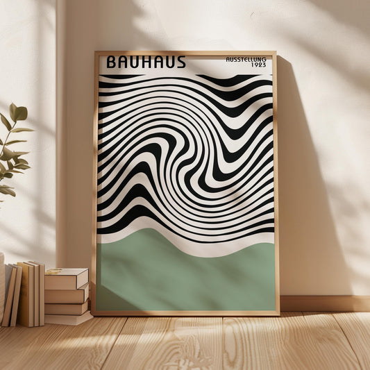 Bauhaus Art Print: Geometric Abstract Poster - BH Green18_004