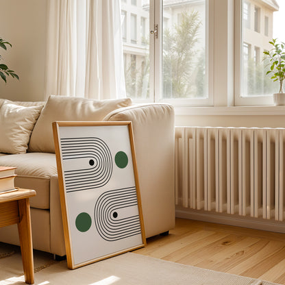 Bauhaus Art Print: Sage Green Minimalist Abstracted Poster - BH Green18_001