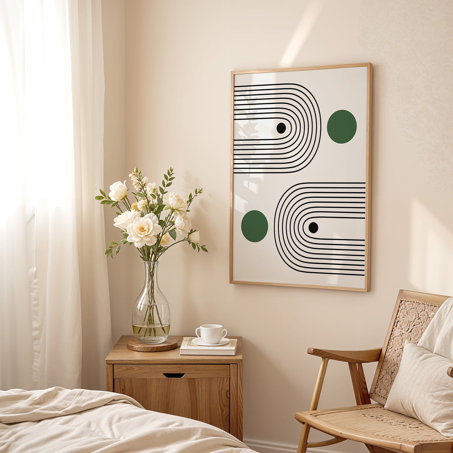 Bauhaus Art Print: Sage Green Minimalist Abstracted Poster - BH Green18_001