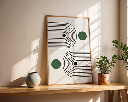 Bauhaus Art Print: Sage Green Minimalist Abstracted Poster - BH Green18_001