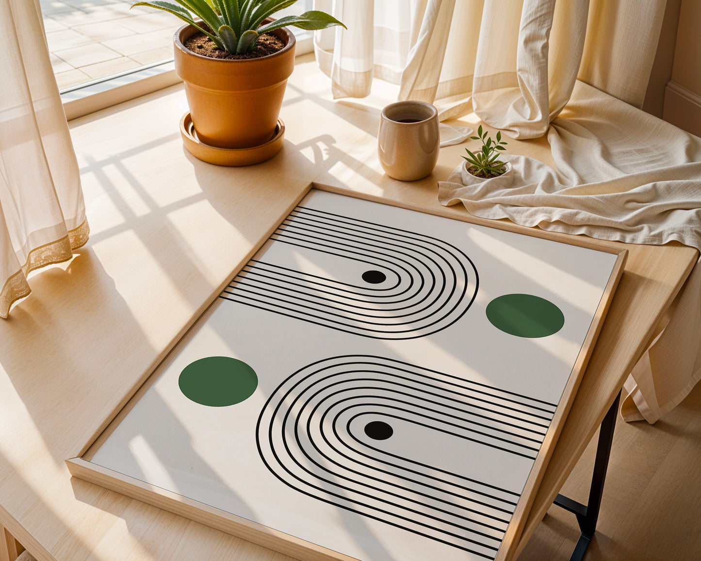 Bauhaus Art Print: Sage Green Minimalist Abstracted Poster - BH Green18_001