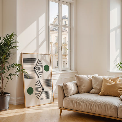 Bauhaus Art Print: Sage Green Minimalist Abstracted Poster - BH Green18_001