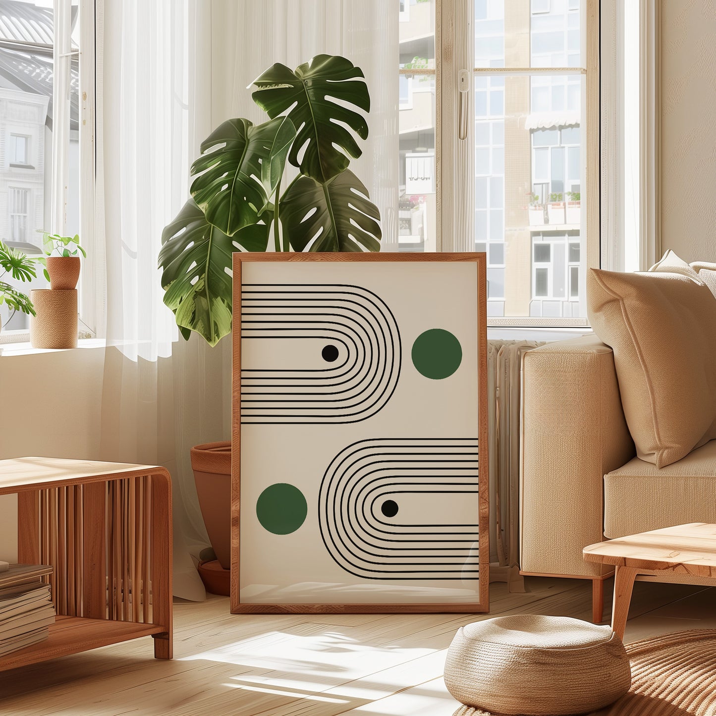 Bauhaus Art Print: Sage Green Minimalist Abstracted Poster - BH Green18_001