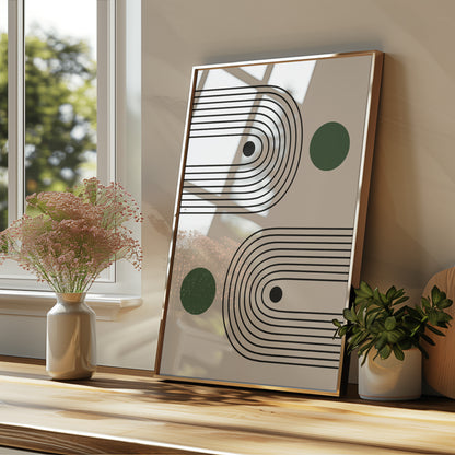 Bauhaus Art Print: Sage Green Minimalist Abstracted Poster - BH Green18_001