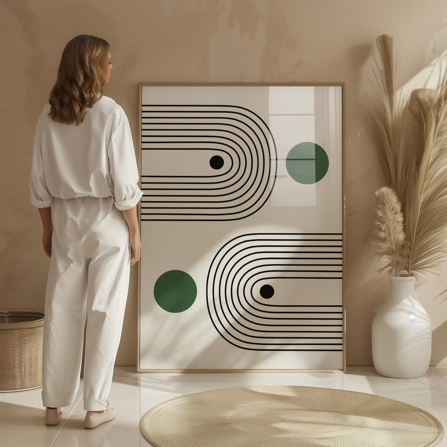 Bauhaus Art Print: Sage Green Minimalist Abstracted Poster - BH Green18_001