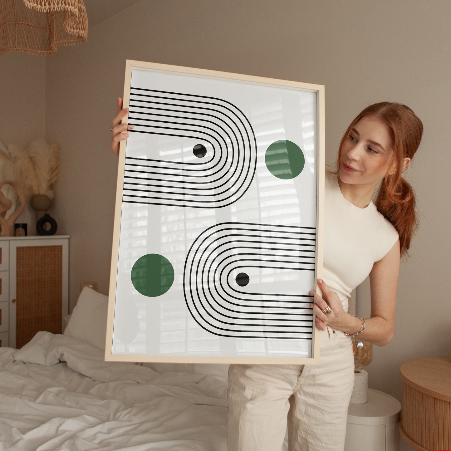 Bauhaus Art Print: Sage Green Minimalist Abstracted Poster - BH Green18_001