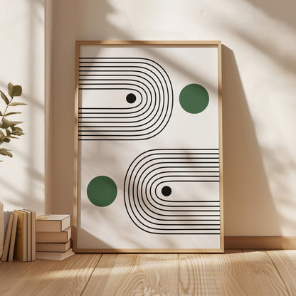 Bauhaus Art Print: Sage Green Minimalist Abstracted Poster - BH Green18_001