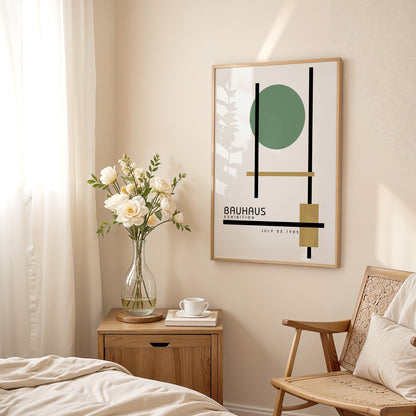 Bauhaus Exhibition Art Print: Sage Green Bauhaus Poster - BH Green18_002