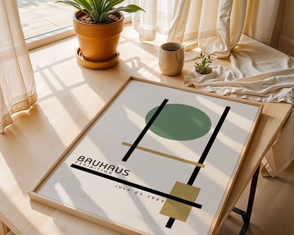 Bauhaus Exhibition Art Print: Sage Green Bauhaus Poster - BH Green18_002
