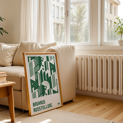 Bauhaus Exhibition Poster, Minimal Green Geometric Art Urban Area - BH Green18_005