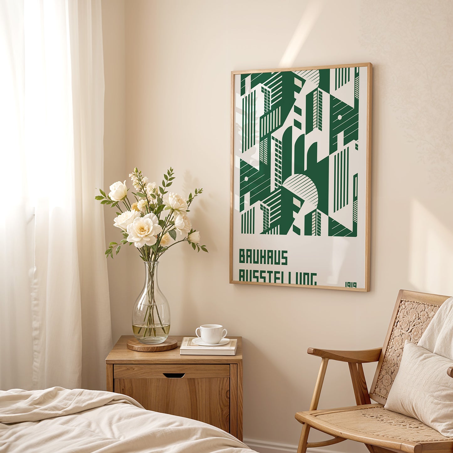 Bauhaus Exhibition Poster, Minimal Green Geometric Art Urban Area - BH Green18_005