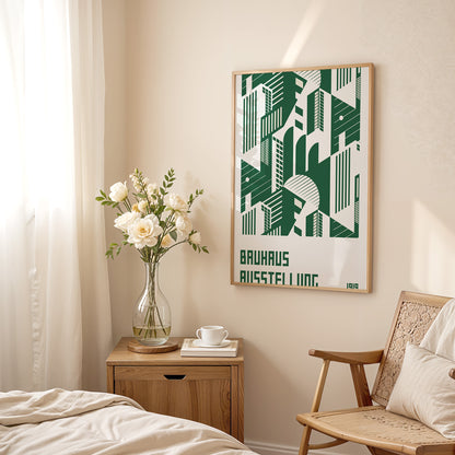Bauhaus Exhibition Poster, Minimal Green Geometric Art Urban Area - BH Green18_005