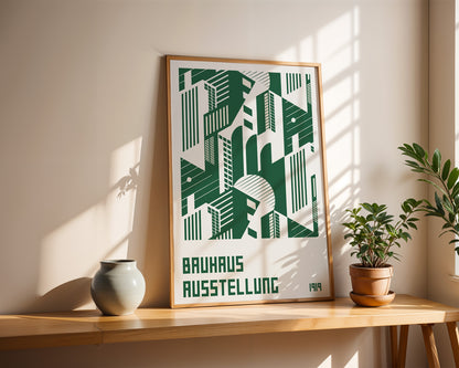 Bauhaus Exhibition Poster, Minimal Green Geometric Art Urban Area - BH Green18_005