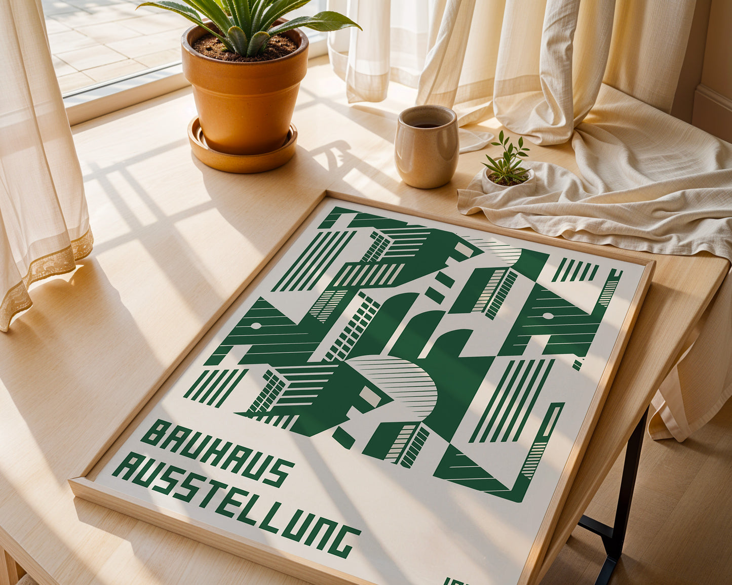 Bauhaus Exhibition Poster, Minimal Green Geometric Art Urban Area - BH Green18_005