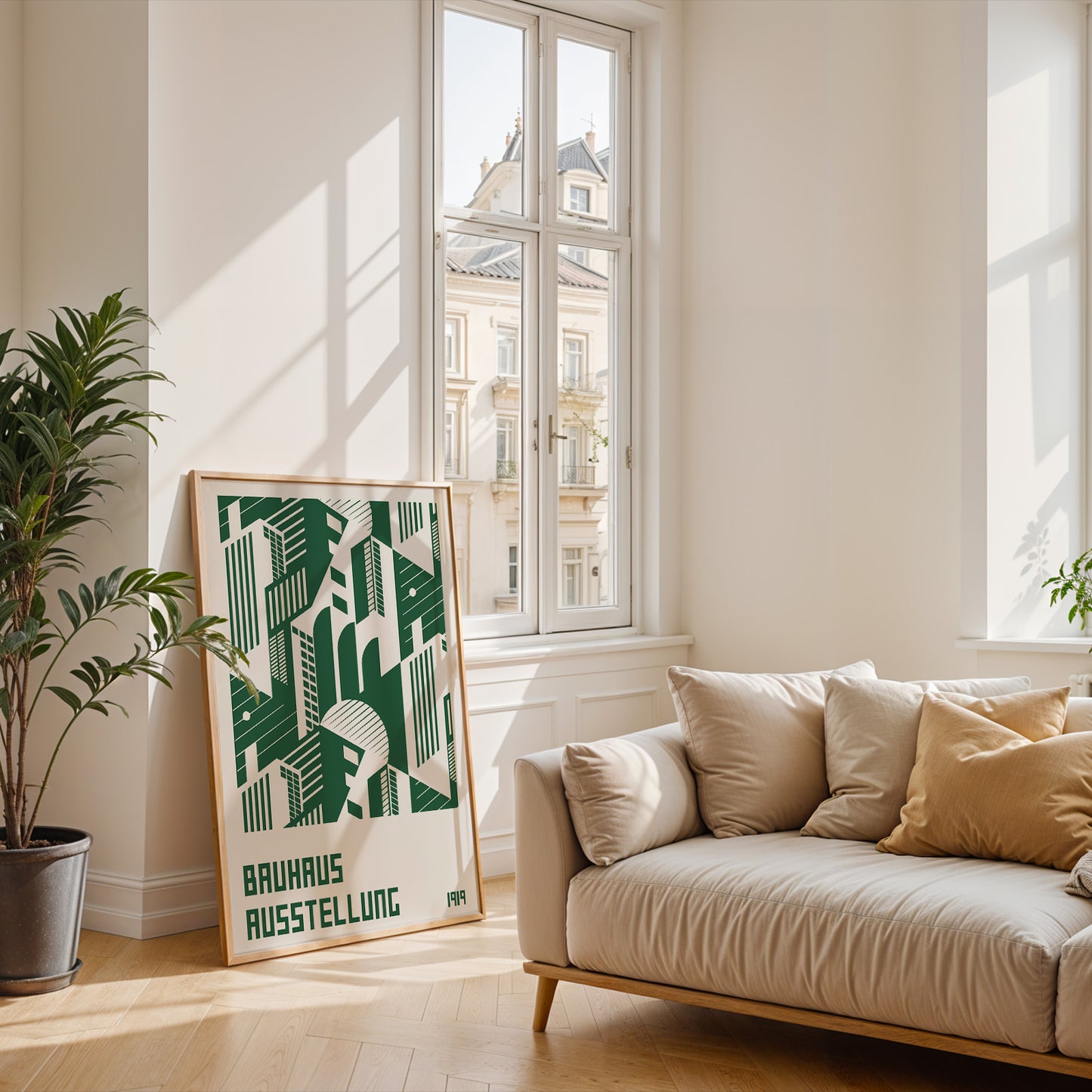 Bauhaus Exhibition Poster, Minimal Green Geometric Art Urban Area - BH Green18_005