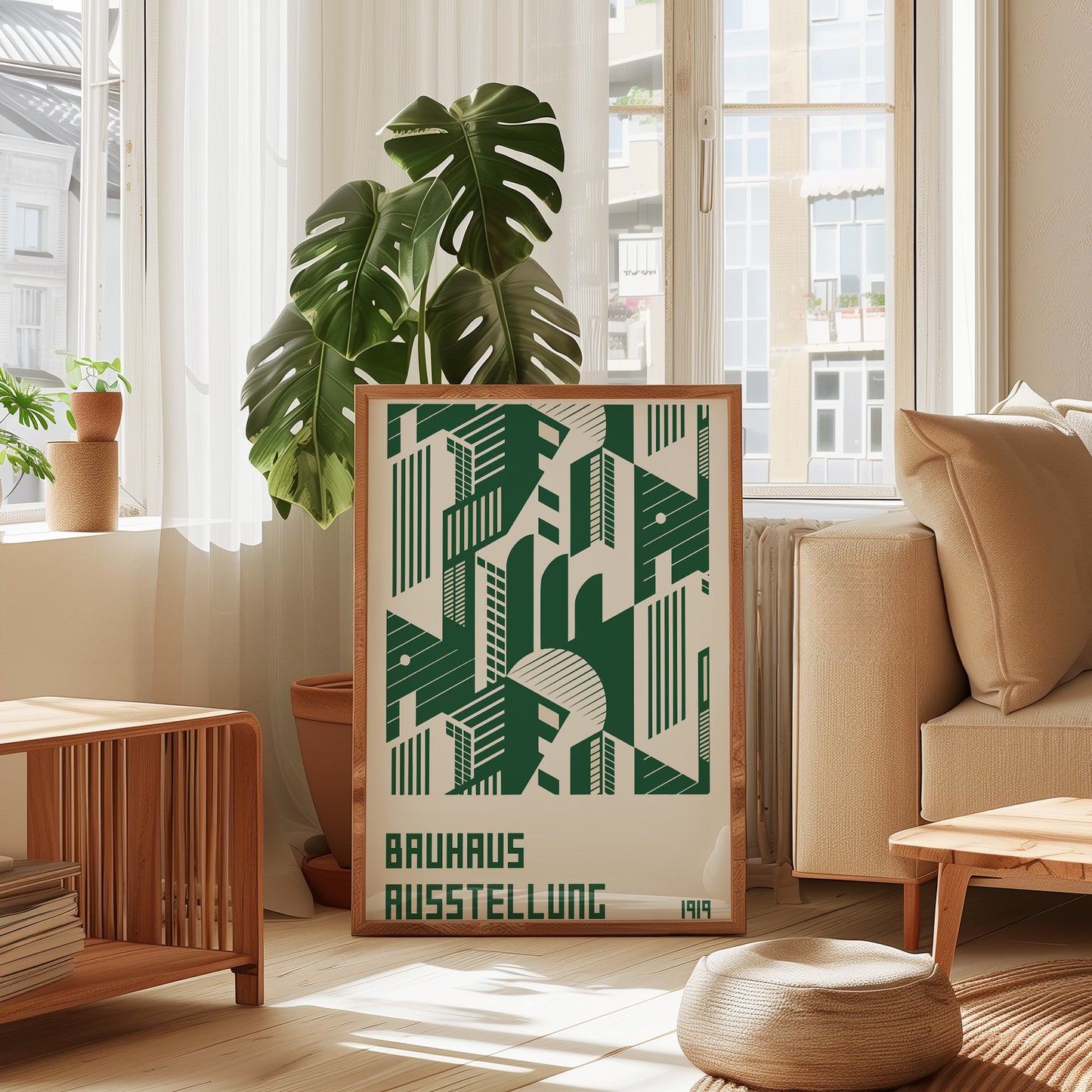 Bauhaus Exhibition Poster, Minimal Green Geometric Art Urban Area - BH Green18_005