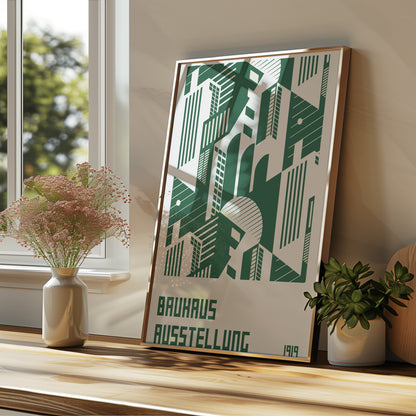 Bauhaus Exhibition Poster, Minimal Green Geometric Art Urban Area - BH Green18_005