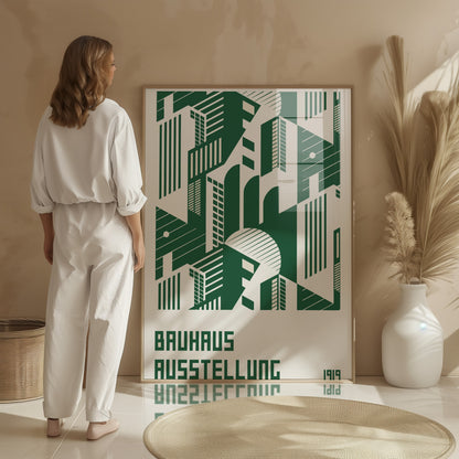 Bauhaus Exhibition Poster, Minimal Green Geometric Art Urban Area - BH Green18_005