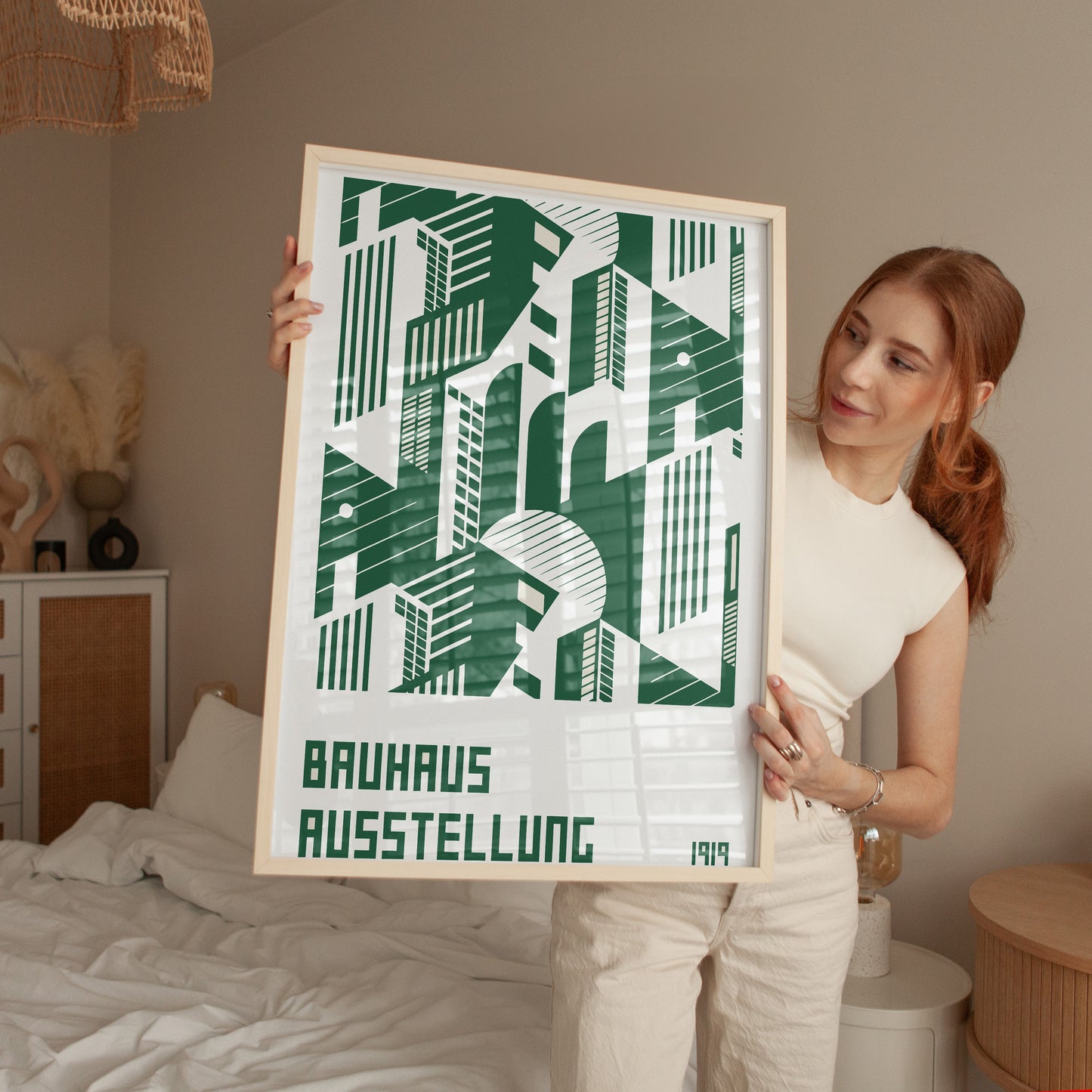 Bauhaus Exhibition Poster, Minimal Green Geometric Art Urban Area - BH Green18_005