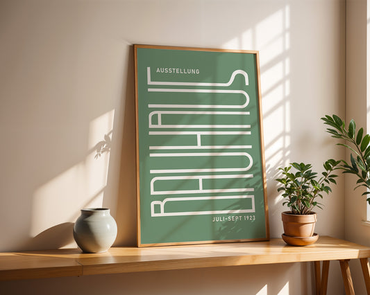 Bauhaus Ausstellung green poster: Retro Bauhaus exhibition print - BH Green18_008