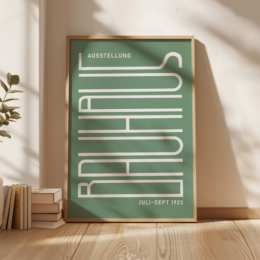Bauhaus Ausstellung green poster: Retro Bauhaus exhibition print - BH Green18_008
