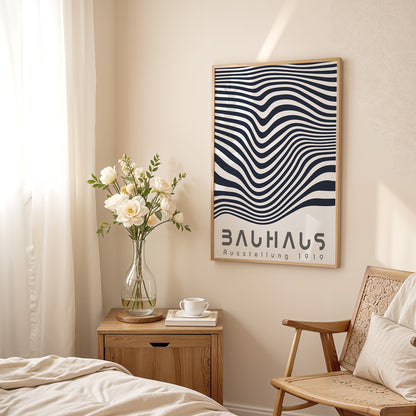 Bauhaus Geometric Lines Poster: Minimalist Abstract Poster - BH Green18_009
