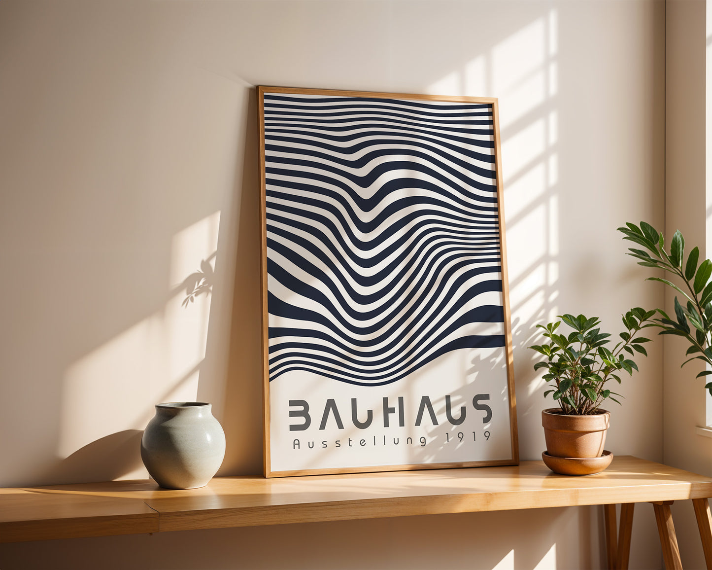 Bauhaus Geometric Lines Poster: Minimalist Abstract Poster - BH Green18_009