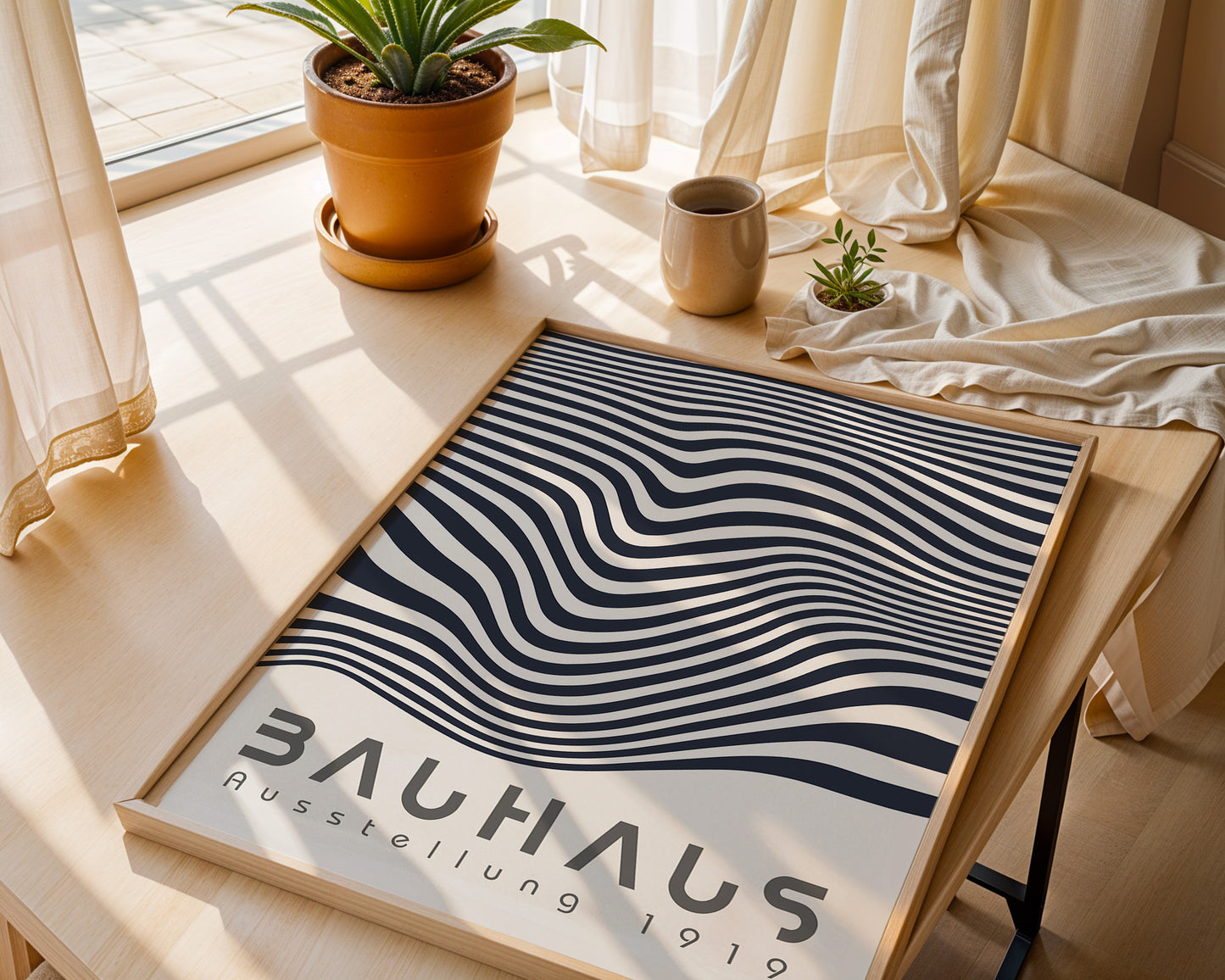 Bauhaus Geometric Lines Poster: Minimalist Abstract Poster - BH Green18_009
