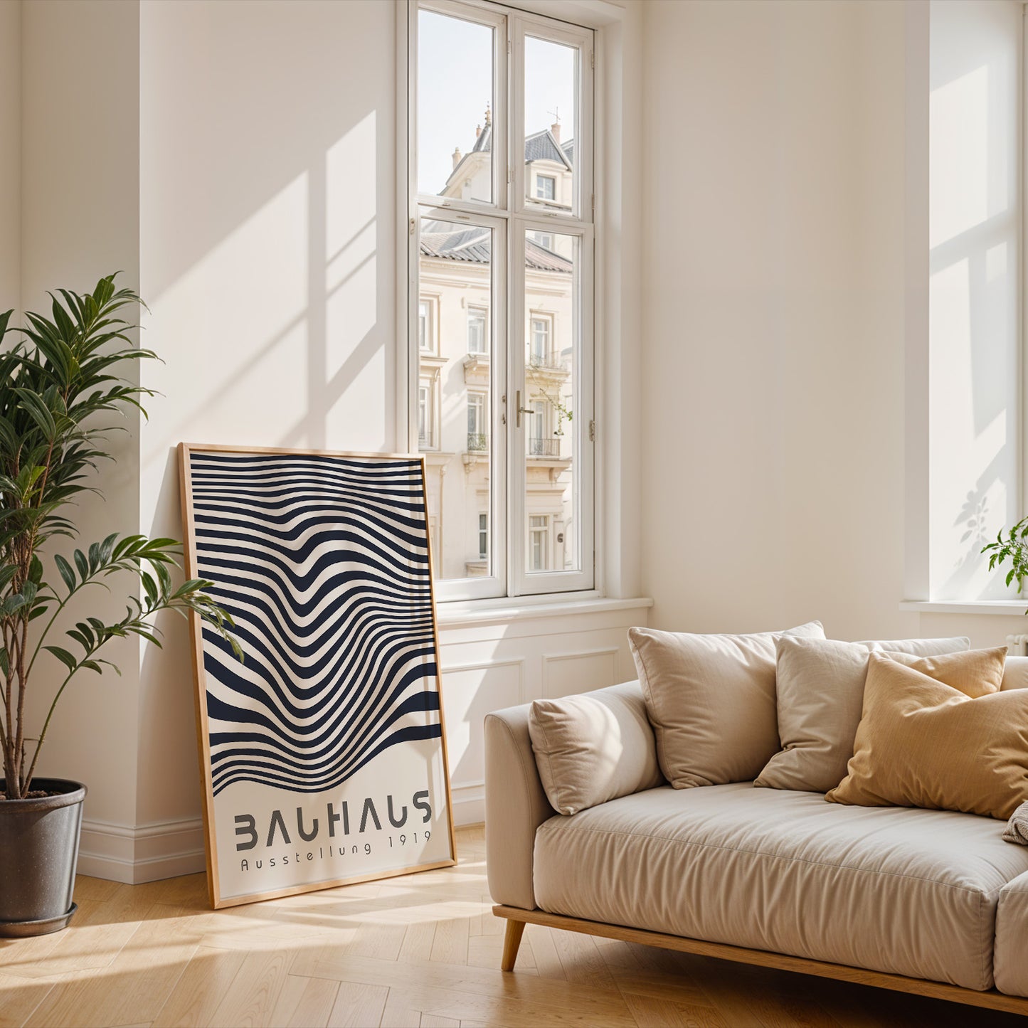 Bauhaus Geometric Lines Poster: Minimalist Abstract Poster - BH Green18_009