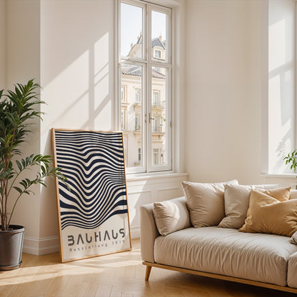 Bauhaus Geometric Lines Poster: Minimalist Abstract Poster - BH Green18_009