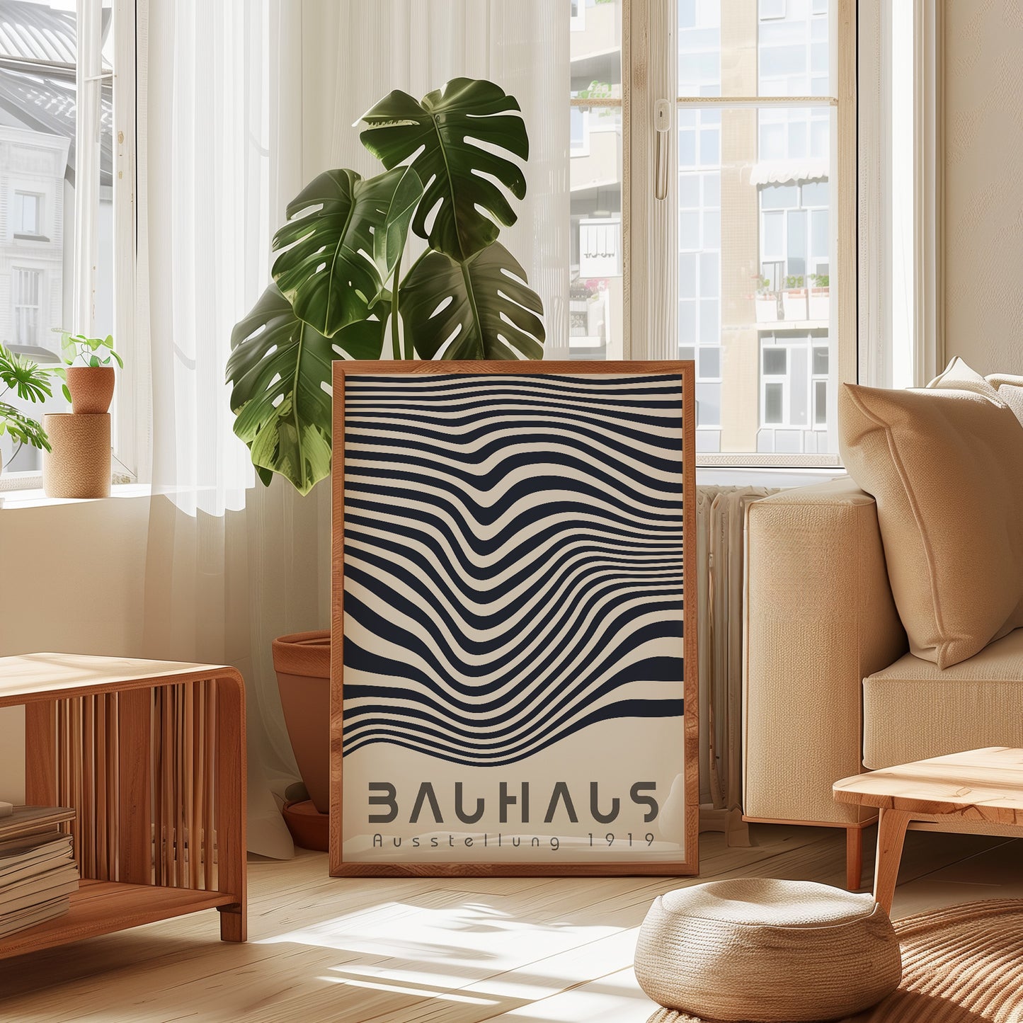 Bauhaus Geometric Lines Poster: Minimalist Abstract Poster - BH Green18_009