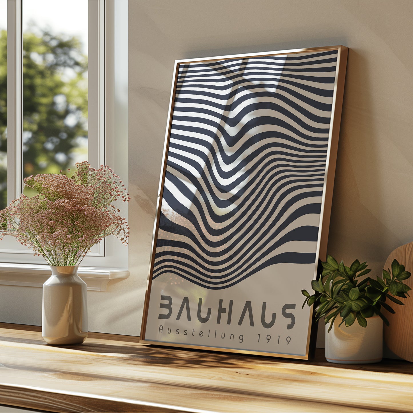 Bauhaus Geometric Lines Poster: Minimalist Abstract Poster - BH Green18_009