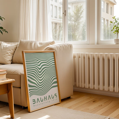 Green Geometric Lines Poster: Modern Bauhaus Art - BH Green18_010