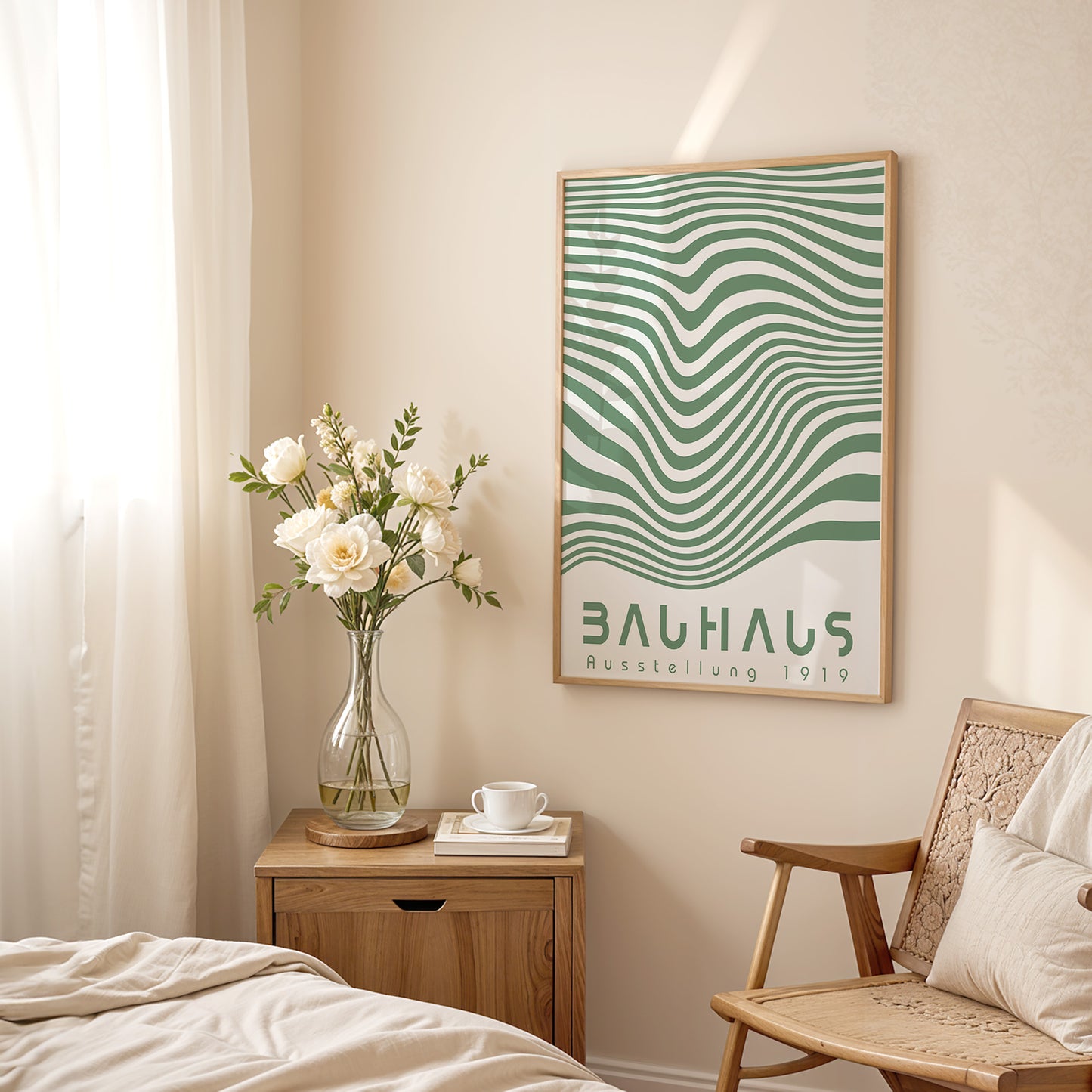 Green Geometric Lines Poster: Modern Bauhaus Art - BH Green18_010