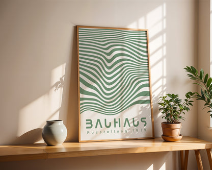 Green Geometric Lines Poster: Modern Bauhaus Art - BH Green18_010