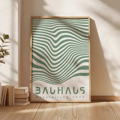 Green Geometric Lines Poster: Modern Bauhaus Art - BH Green18_010
