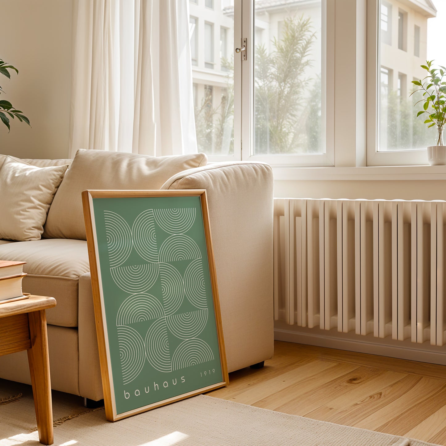 Sage Green Bauhaus Print: Mid Century Modern Framed Wall Art - BH Green18_012