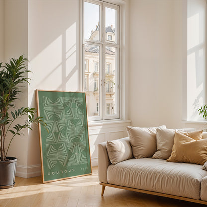 Sage Green Bauhaus Print: Mid Century Modern Framed Wall Art - BH Green18_012