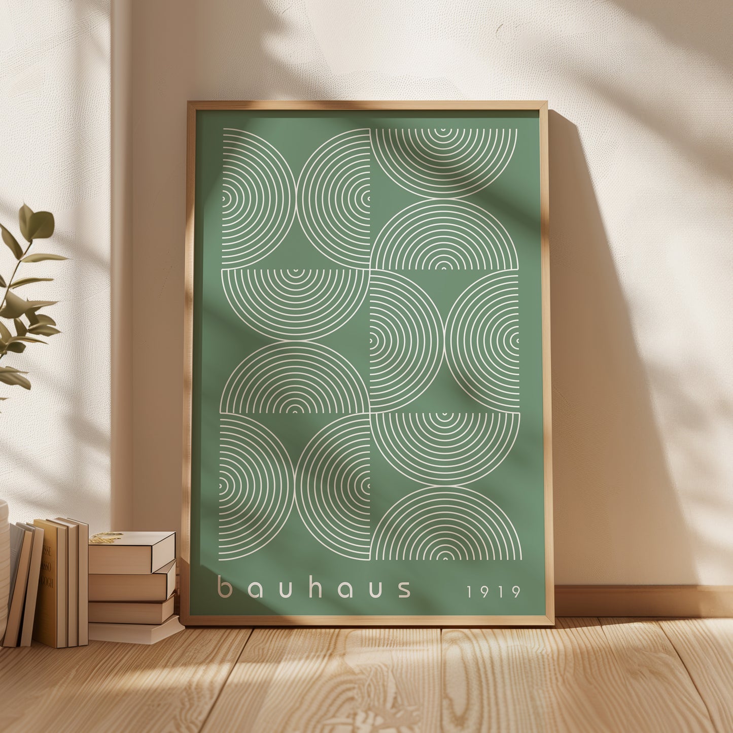 Sage Green Bauhaus Print: Mid Century Modern Framed Wall Art - BH Green18_012