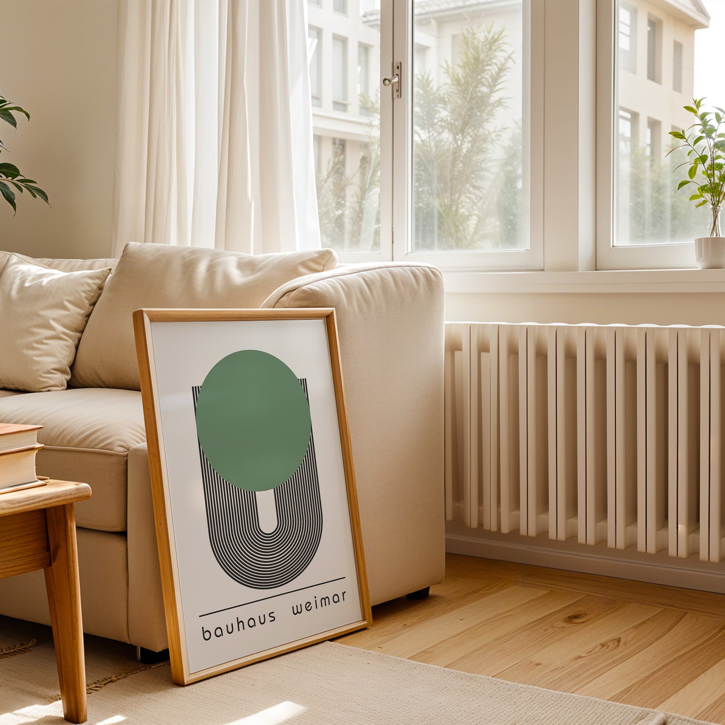 Bauhaus Weimar Poster: Green Dot Geometric Art - BH Green18_013