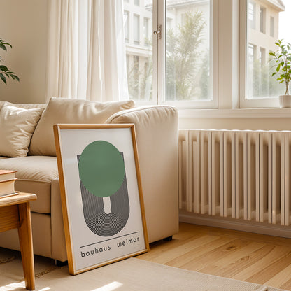 Bauhaus Weimar Poster: Green Dot Geometric Art - BH Green18_013