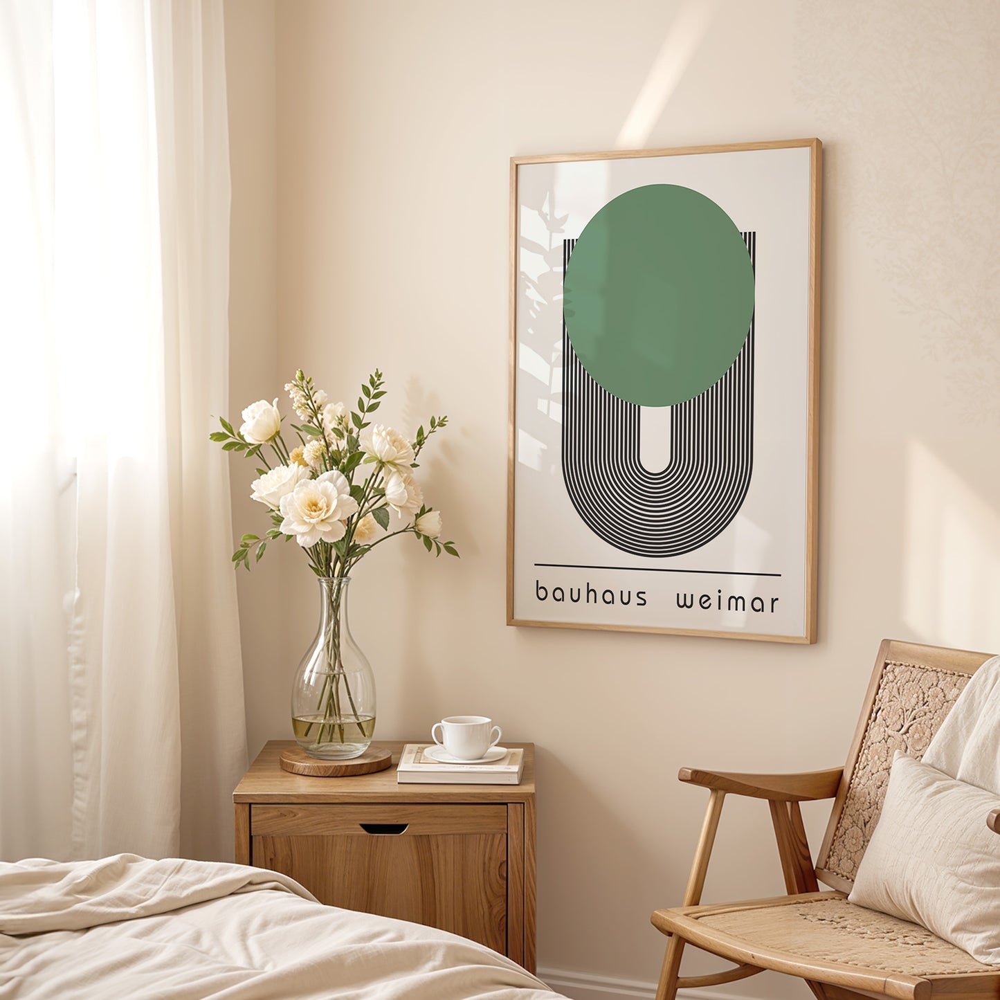 Bauhaus Weimar Poster: Green Dot Geometric Art - BH Green18_013