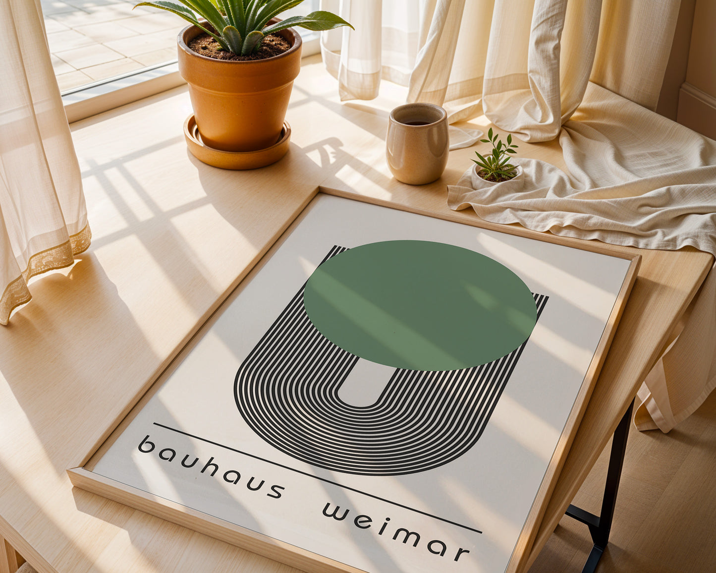 Bauhaus Weimar Poster: Green Dot Geometric Art - BH Green18_013