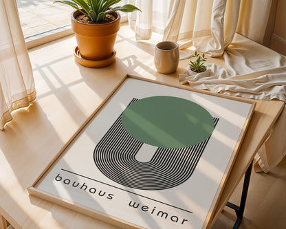 Bauhaus Weimar Poster: Green Dot Geometric Art - BH Green18_013