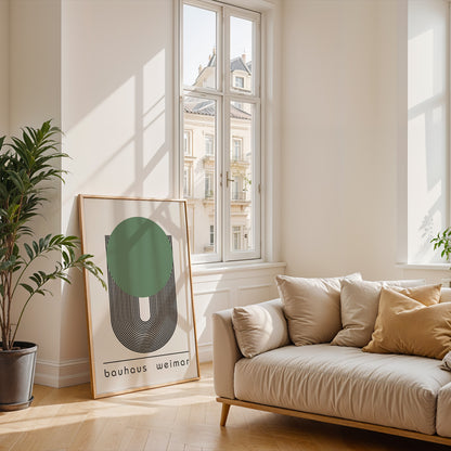 Bauhaus Weimar Poster: Green Dot Geometric Art - BH Green18_013
