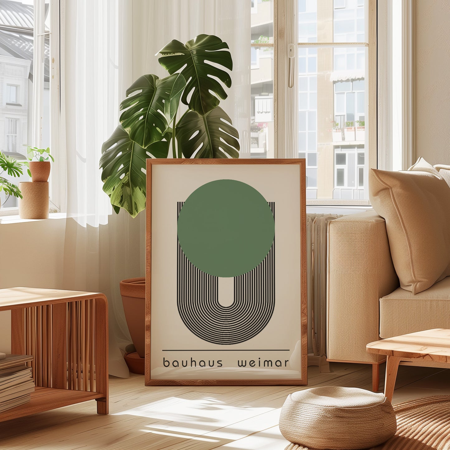 Bauhaus Weimar Poster: Green Dot Geometric Art - BH Green18_013