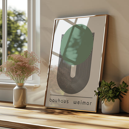 Bauhaus Weimar Poster: Green Dot Geometric Art - BH Green18_013