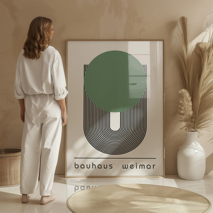 Bauhaus Weimar Poster: Green Dot Geometric Art - BH Green18_013